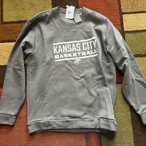 Adidas Light Grey Crew Neck Fleece Sweatshirt Kansas City Basketball Size Large